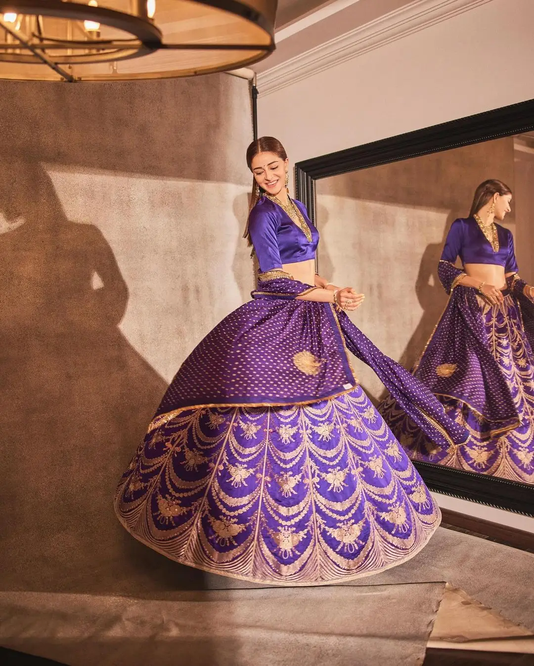 HINDI ACTRESS ANANYA PANDAY IN BLUE DESIGNER LEHENGA CHOLI